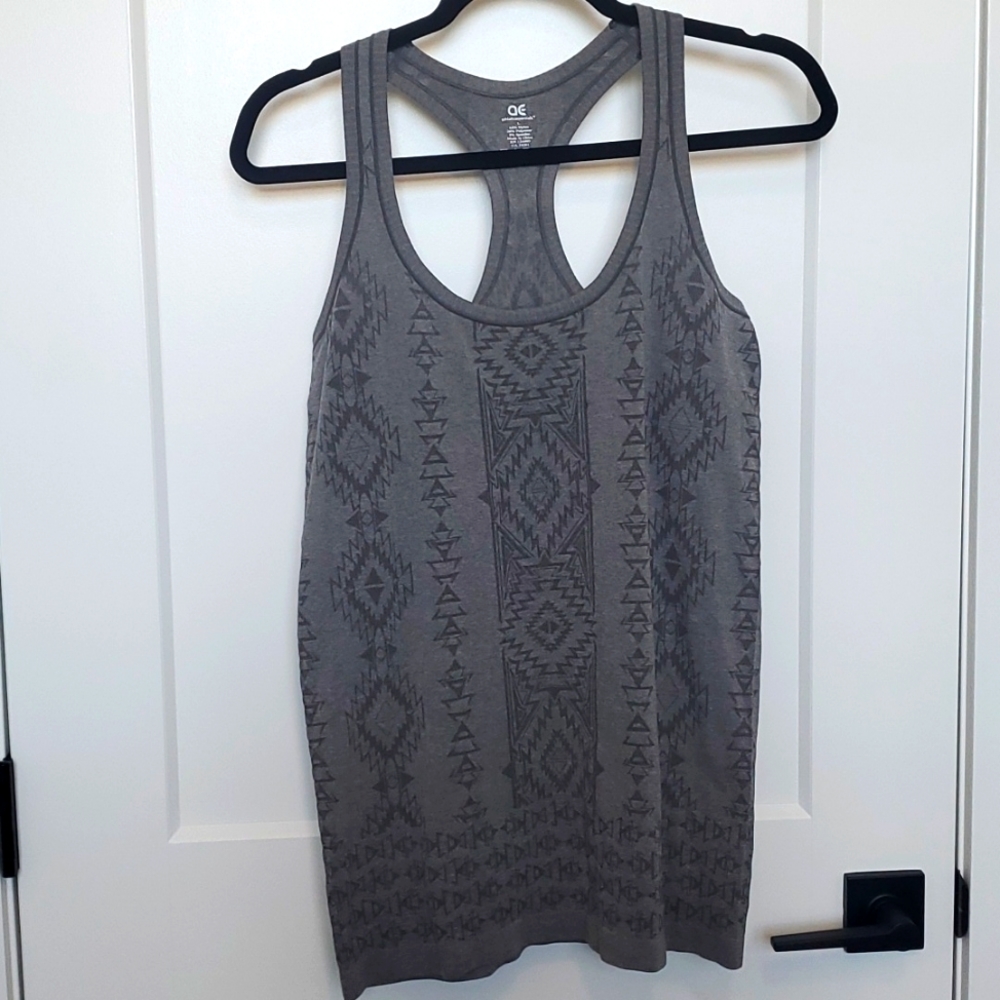 Athletic Essentials tee back tank gray with dark gray graphic sz L